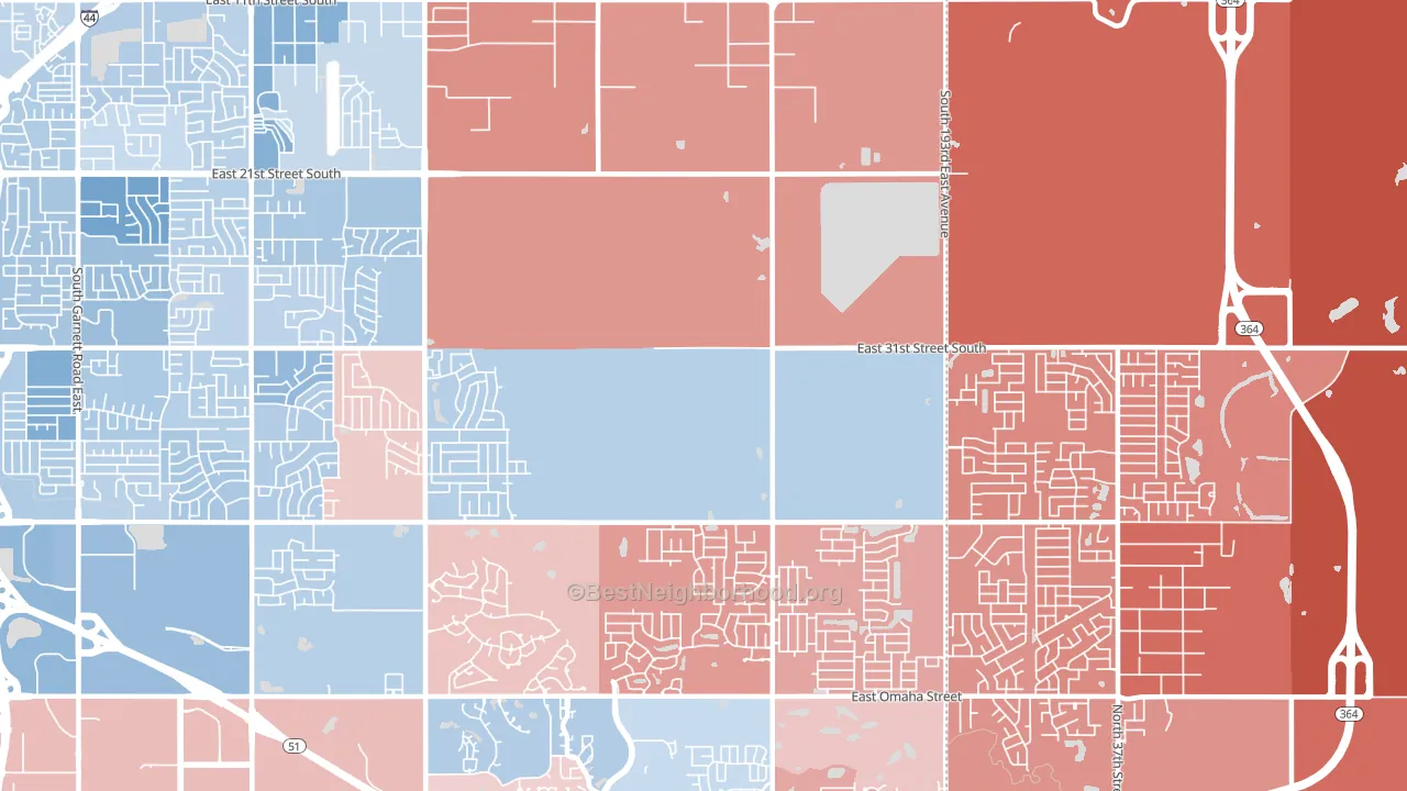 Lynn Lane, Tulsa, OK block-group political-lean map