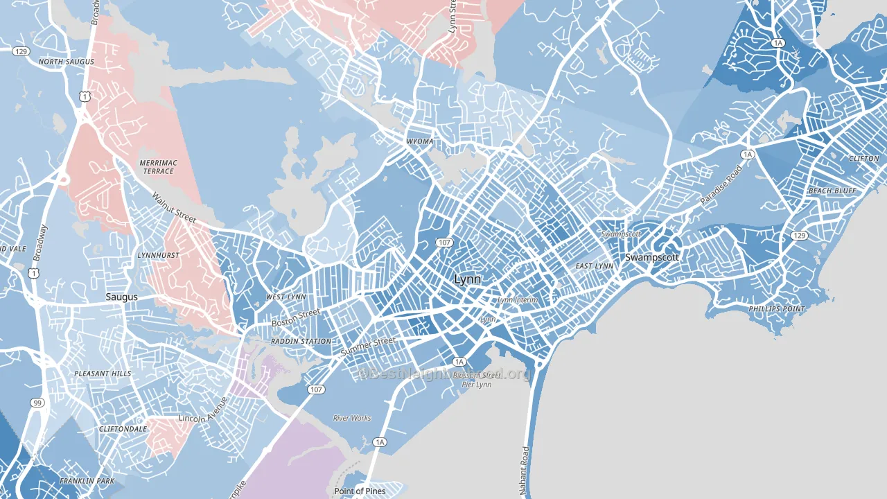 Lynn, MA block-group political-lean map