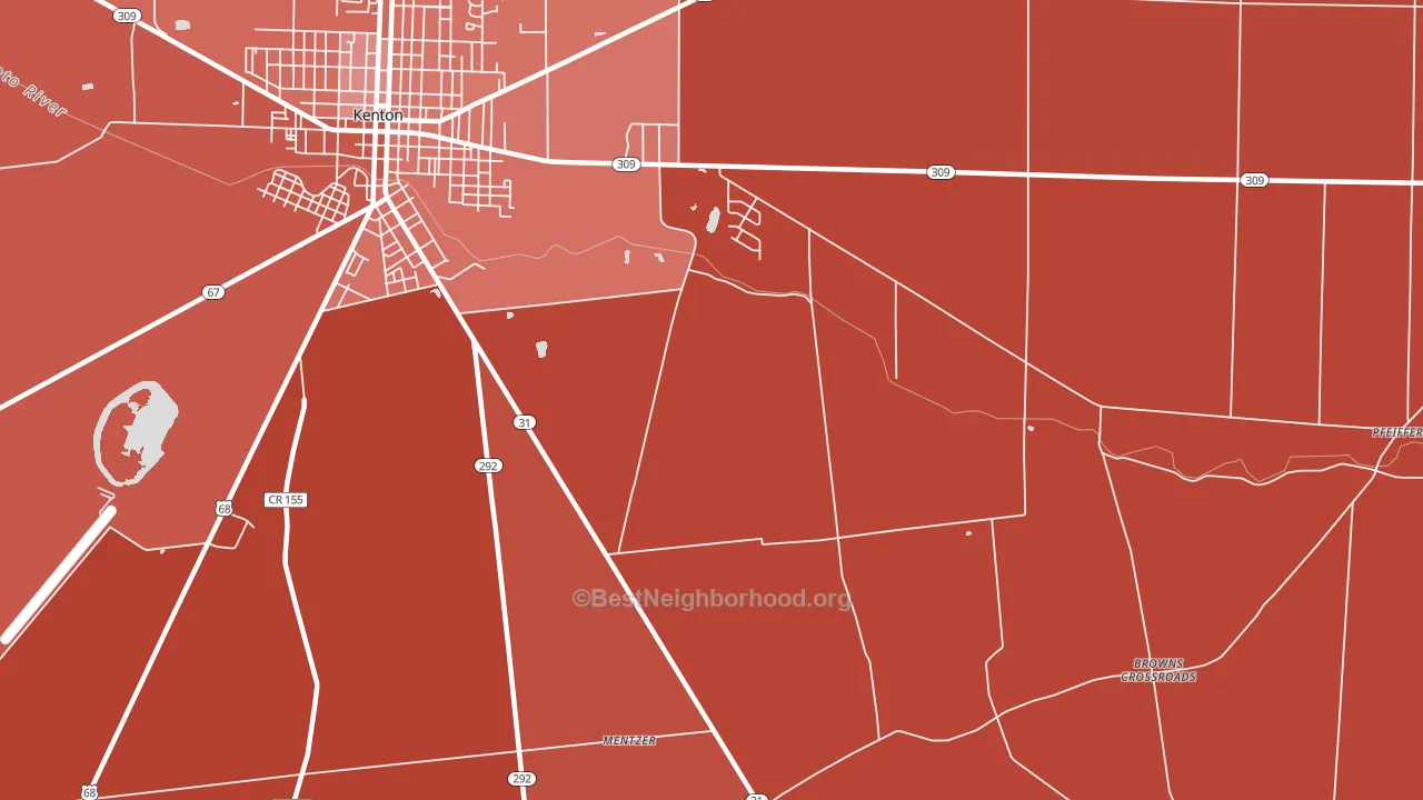 Lynn, OH block-group political-lean map