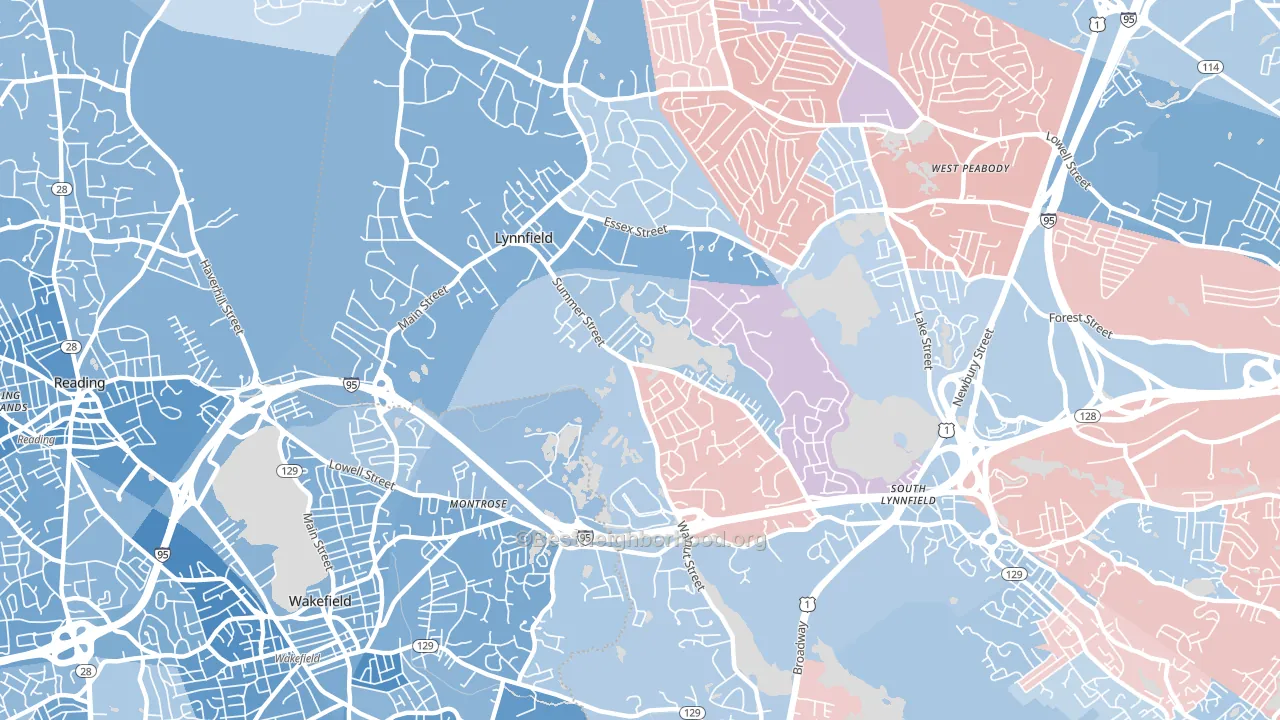 Lynnfield, MA block-group political-lean map