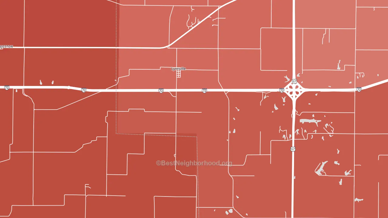 Lynnville, IL block-group political-lean map