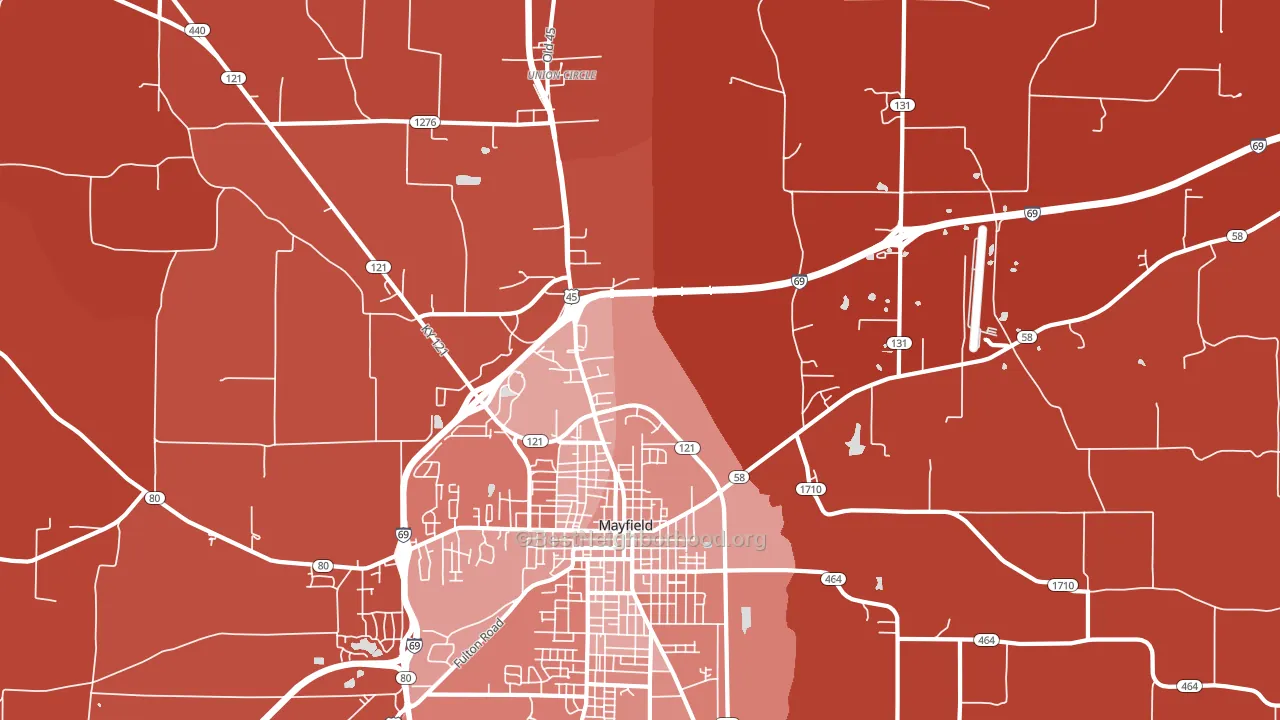 Lynnville, KY block-group political-lean map