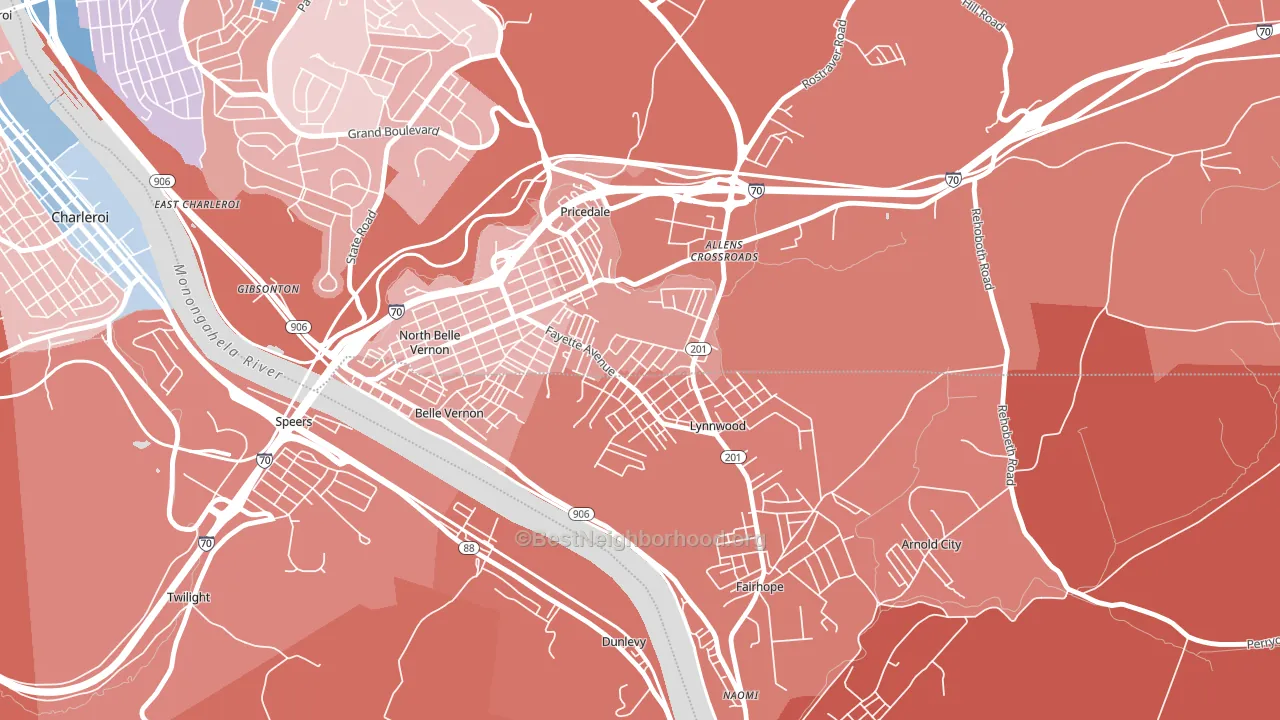Lynnwood-Pricedale, PA block-group political-lean map