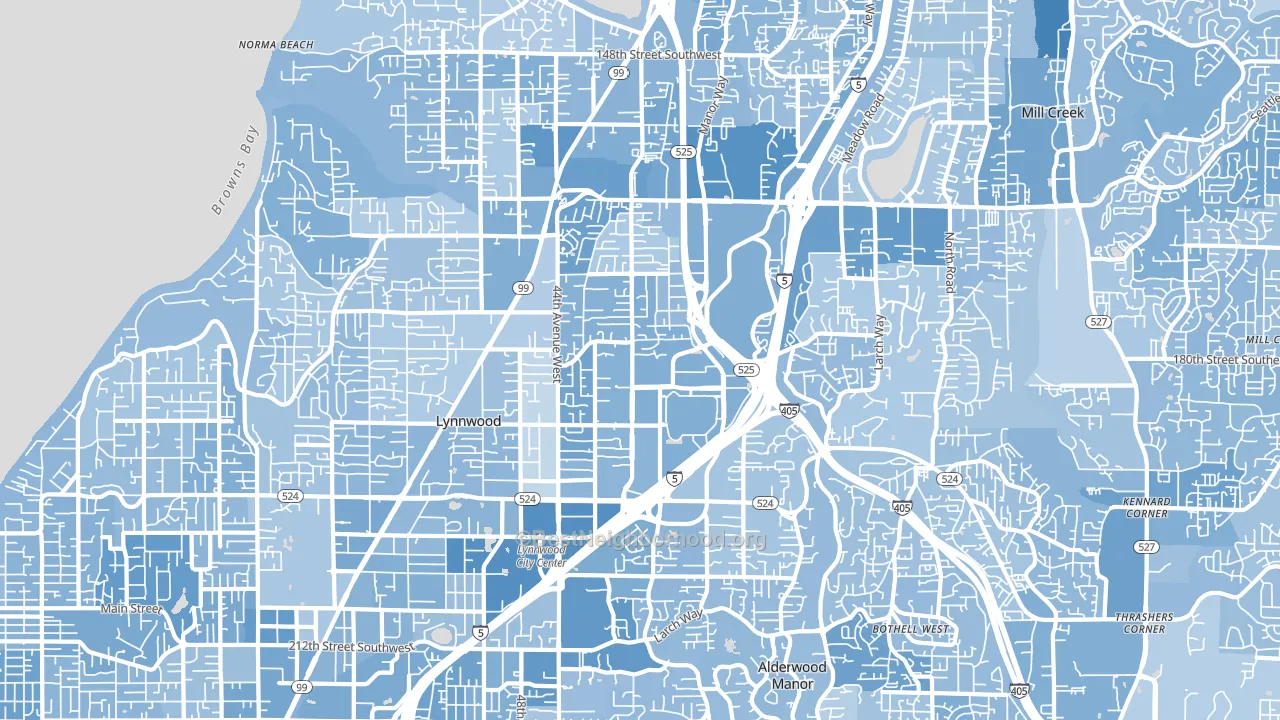 Lynnwood, WA block-group political-lean map
