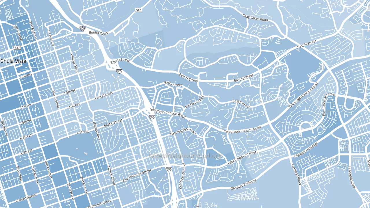 Lynwood Hills, Chula Vista, CA block-group political-lean map