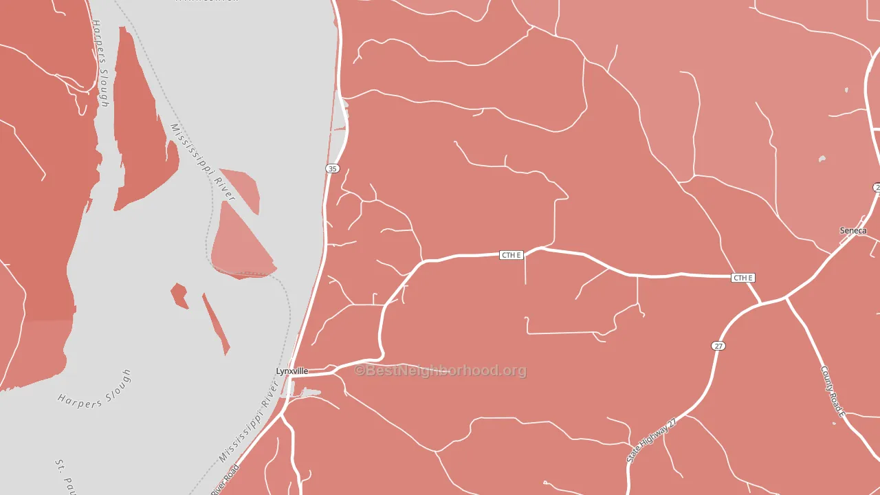 Lynxville, WI block-group political-lean map