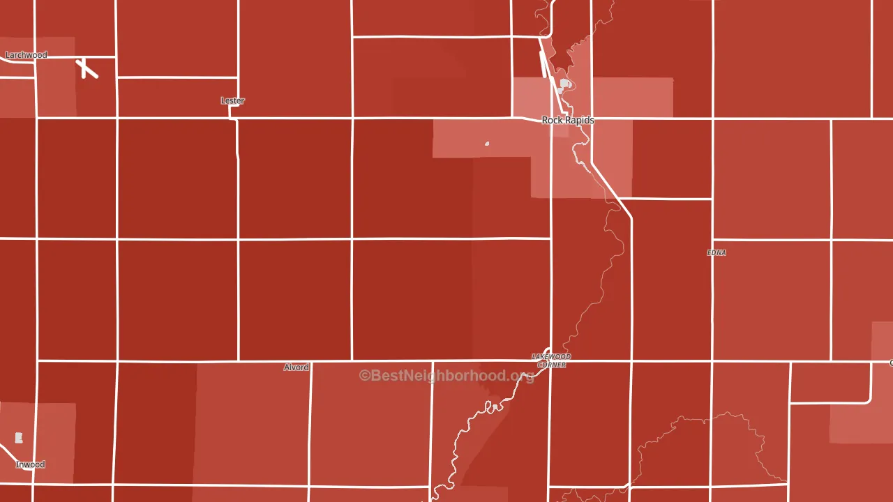 Lyon County, IA block-group political-lean map