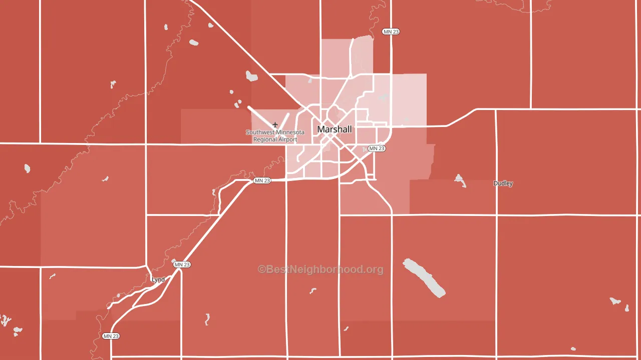 Lyon County, MN block-group political-lean map