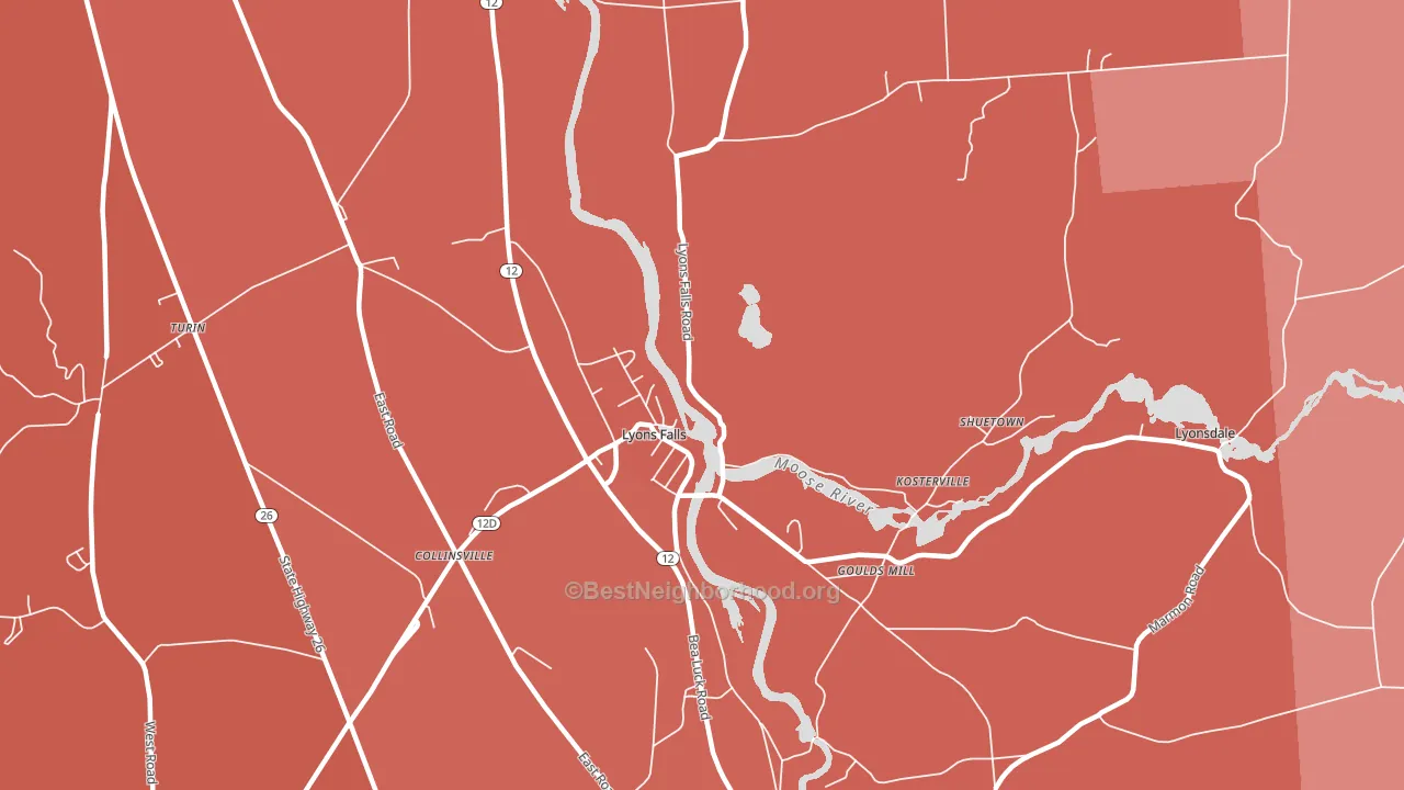 Lyons Falls, NY block-group political-lean map