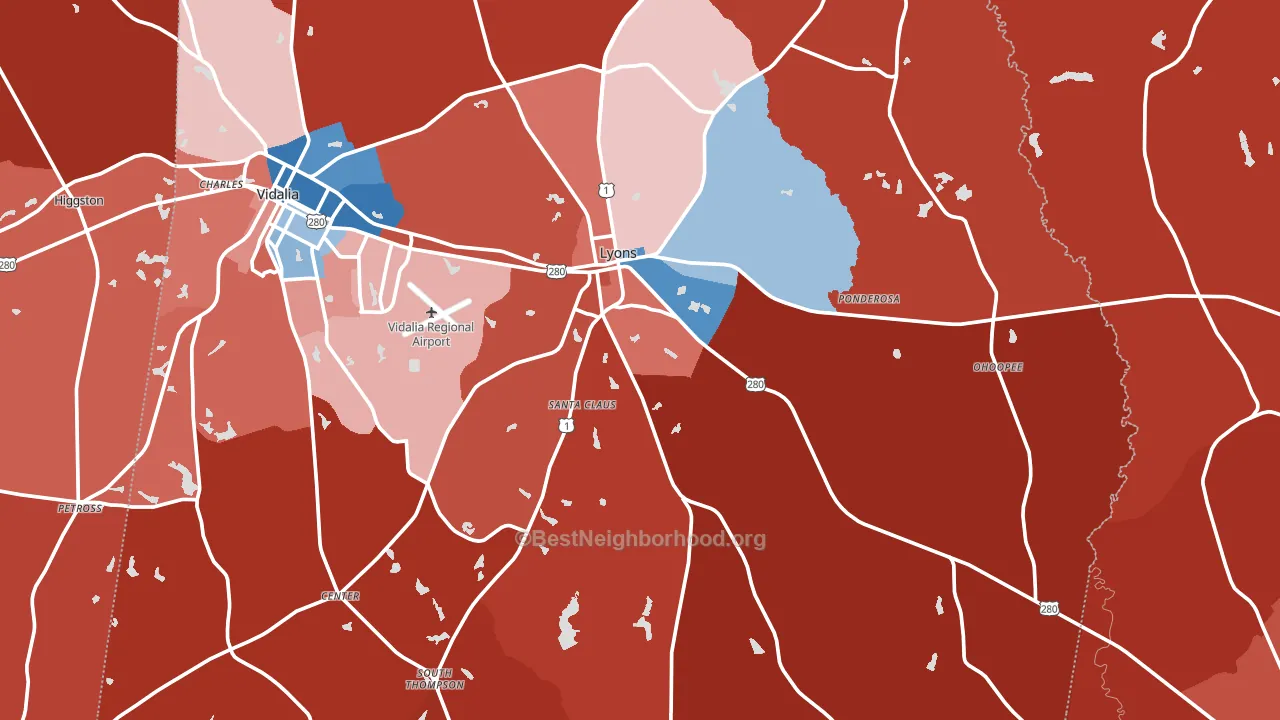 Lyons, GA block-group political-lean map