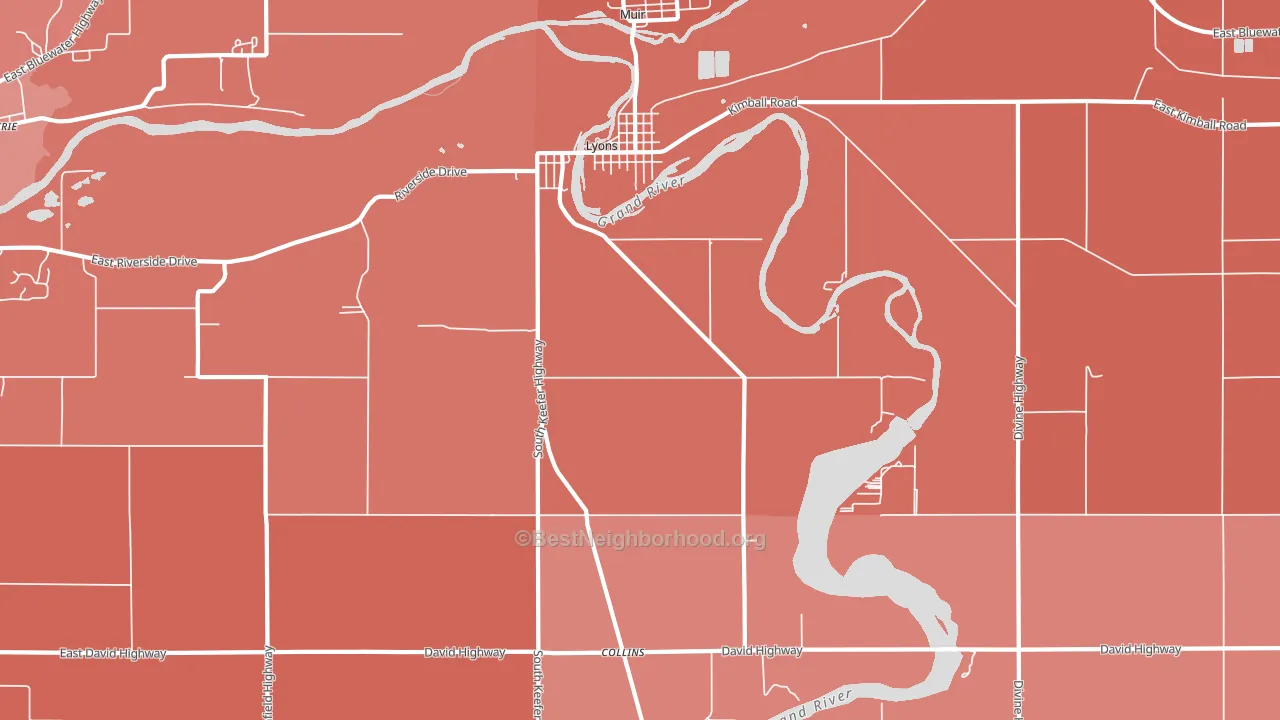 Lyons, MI block-group political-lean map