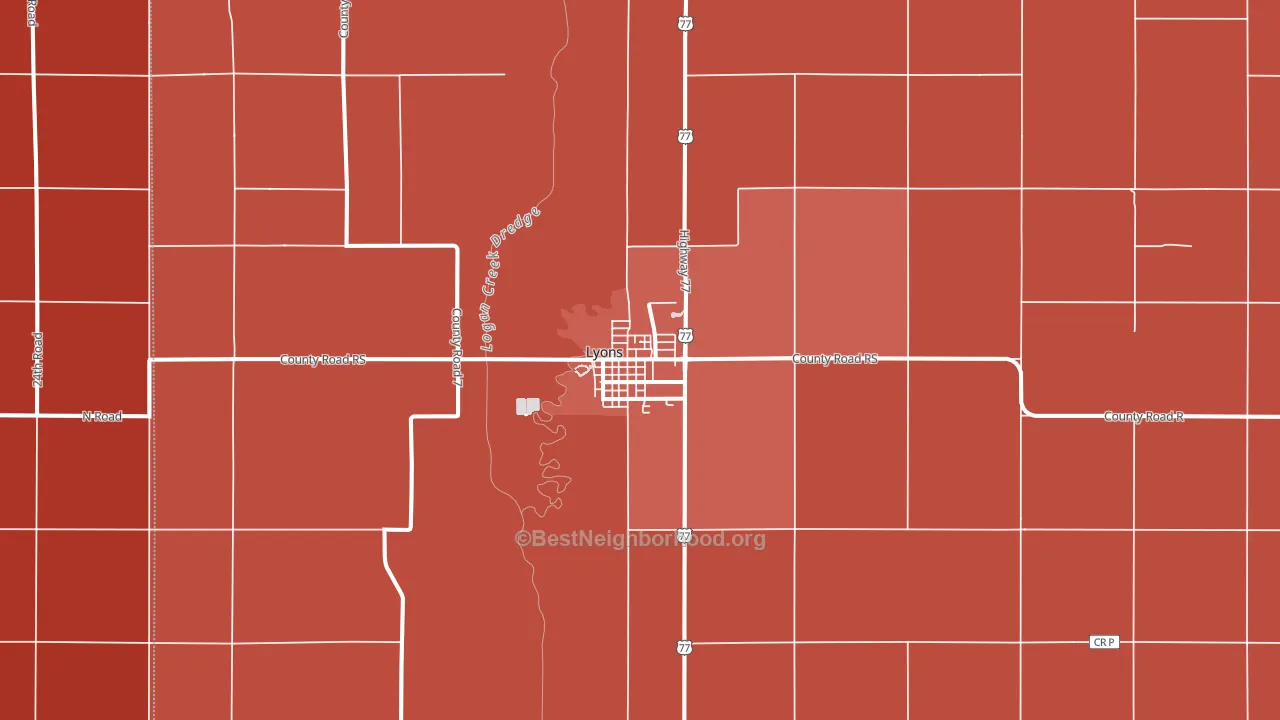 Lyons, NE block-group political-lean map