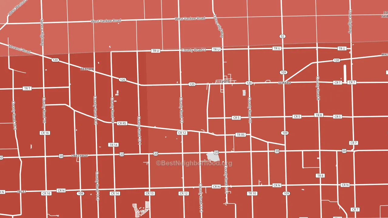 Lyons, OH block-group political-lean map