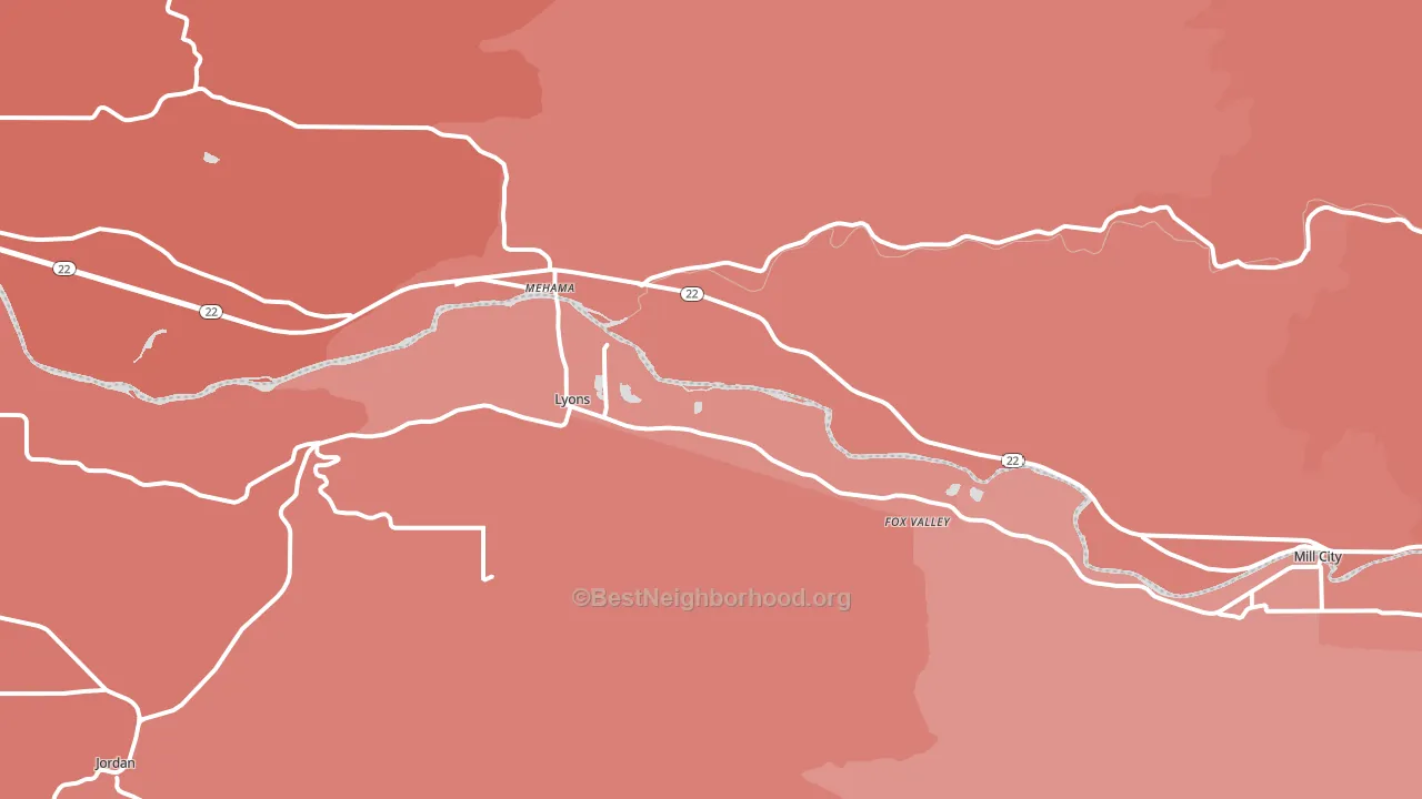 Lyons, OR block-group political-lean map