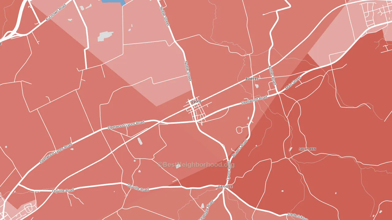 Lyons, PA block-group political-lean map