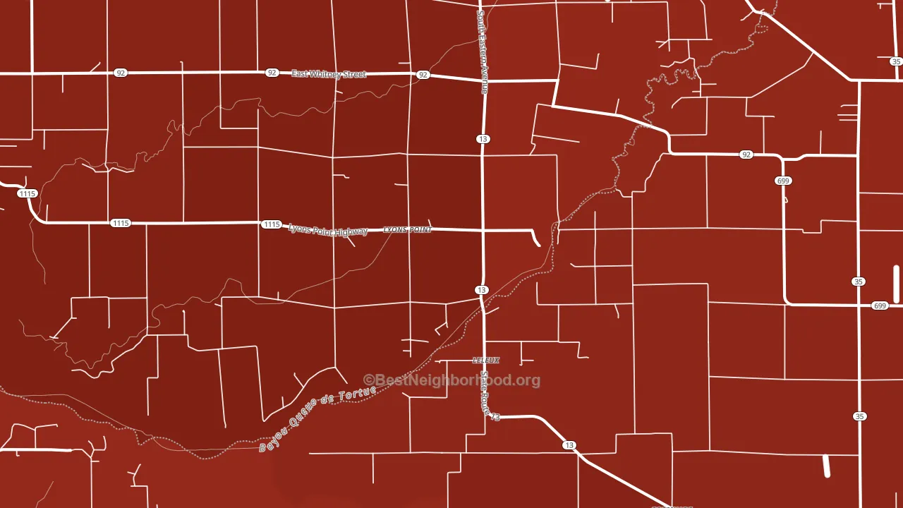 Lyons Point, LA block-group political-lean map