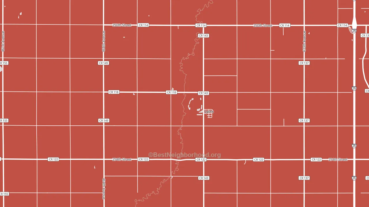Lyons, SD block-group political-lean map