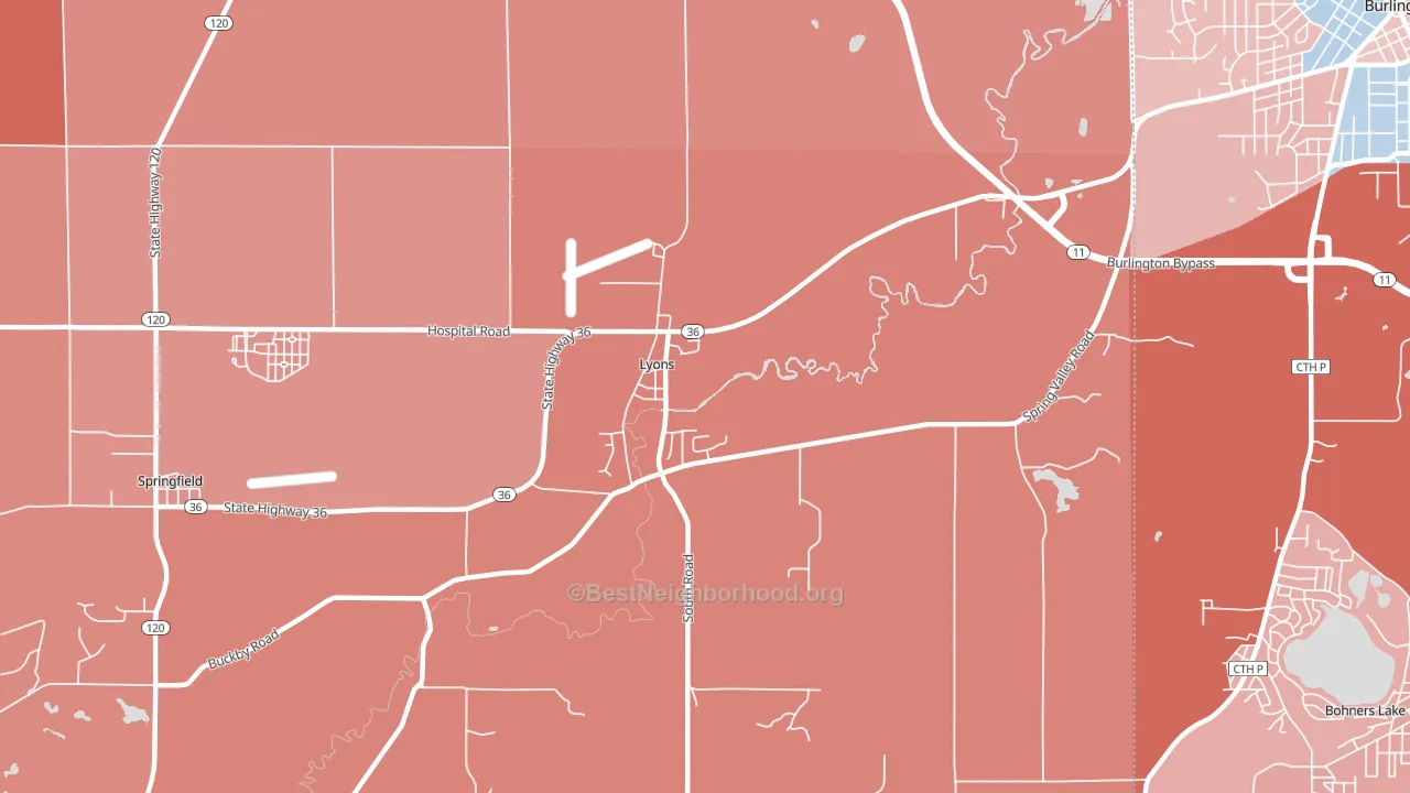 Lyons, WI block-group political-lean map