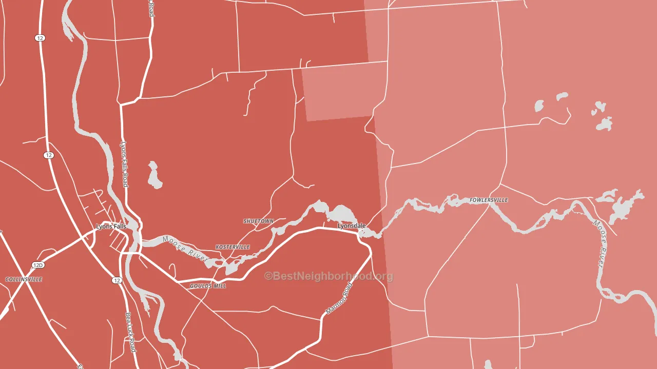 Lyonsdale, NY block-group political-lean map