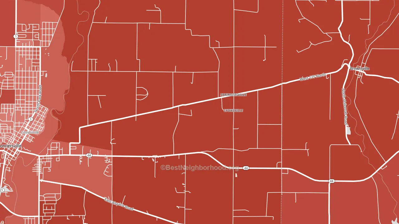 Lyonsville, IN block-group political-lean map