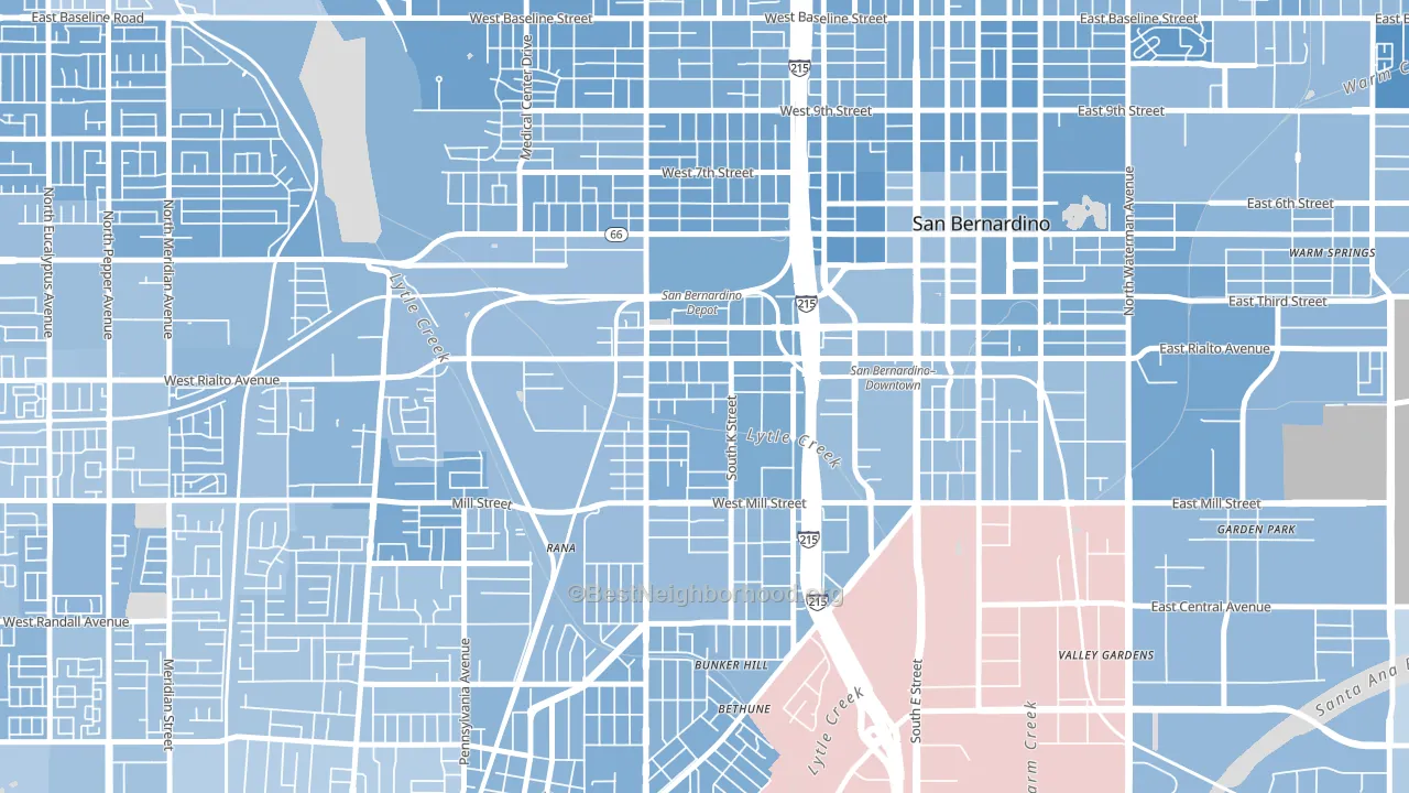 Lytle Creek, San Bernardino, CA block-group political-lean map