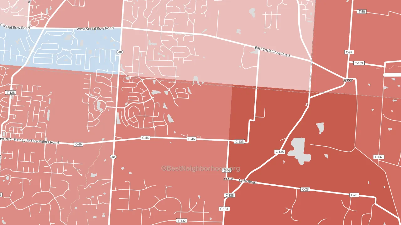 Lytle, OH block-group political-lean map