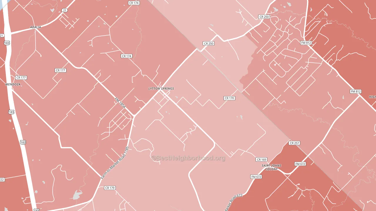 Lytton Springs, TX block-group political-lean map