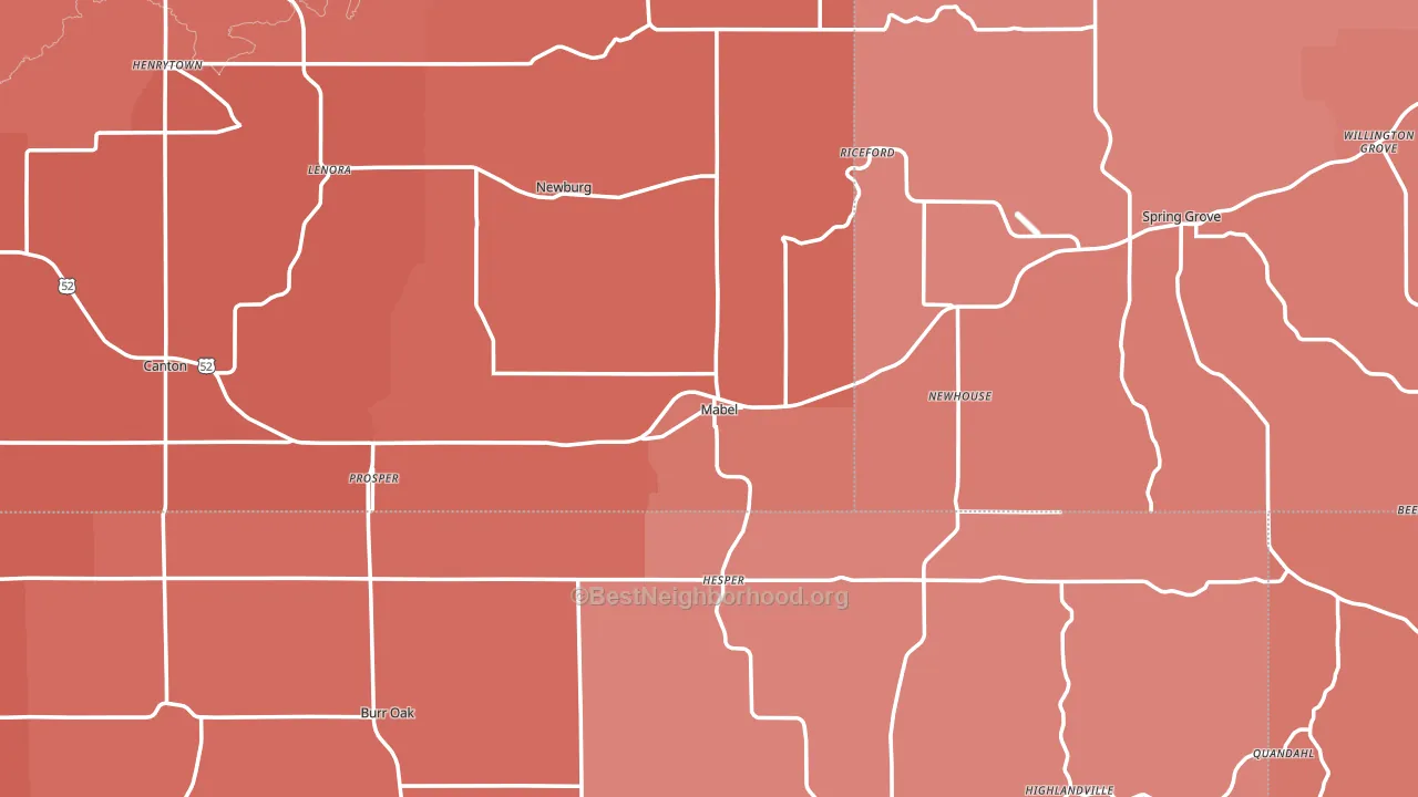 Mabel, MN block-group political-lean map