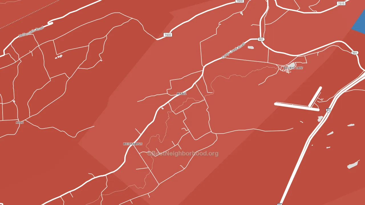 Mabel, PA block-group political-lean map