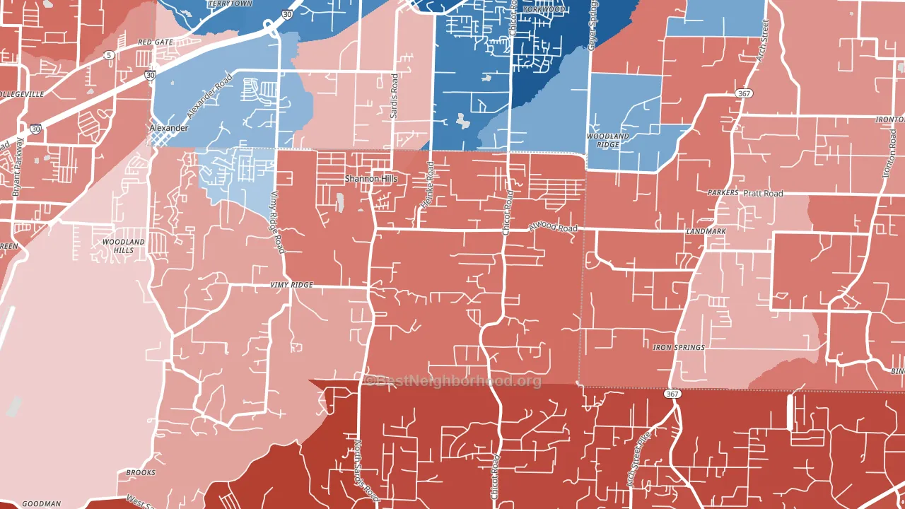 Mabelvale, AR block-group political-lean map