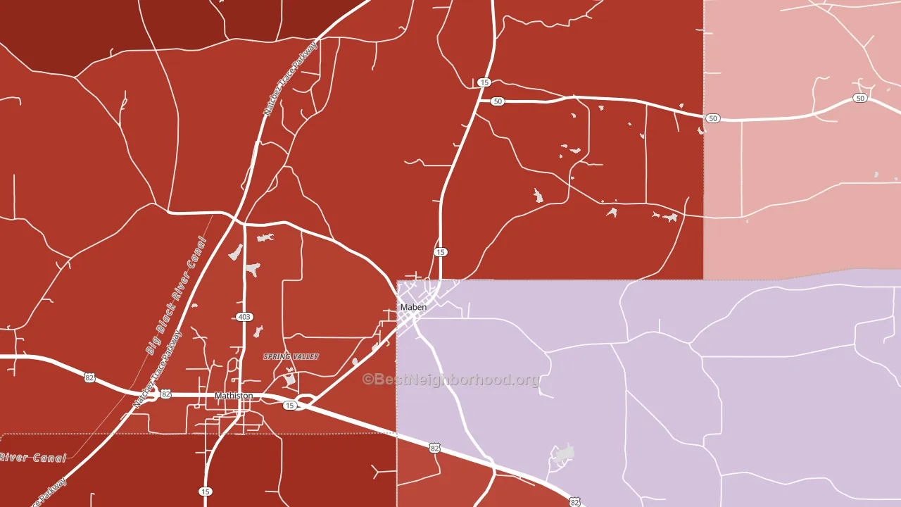 Maben, MS block-group political-lean map