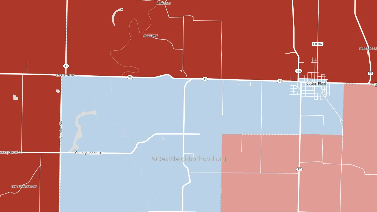 Maberry, AR block-group political-lean map