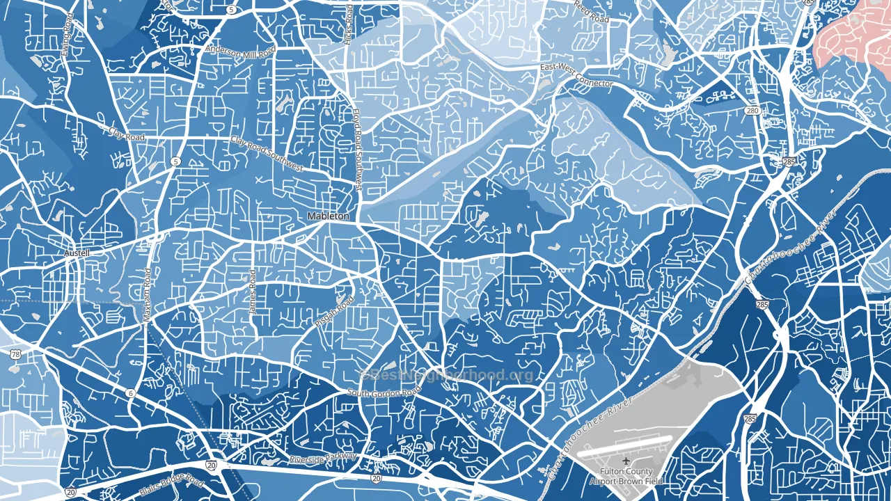 Mableton, GA block-group political-lean map