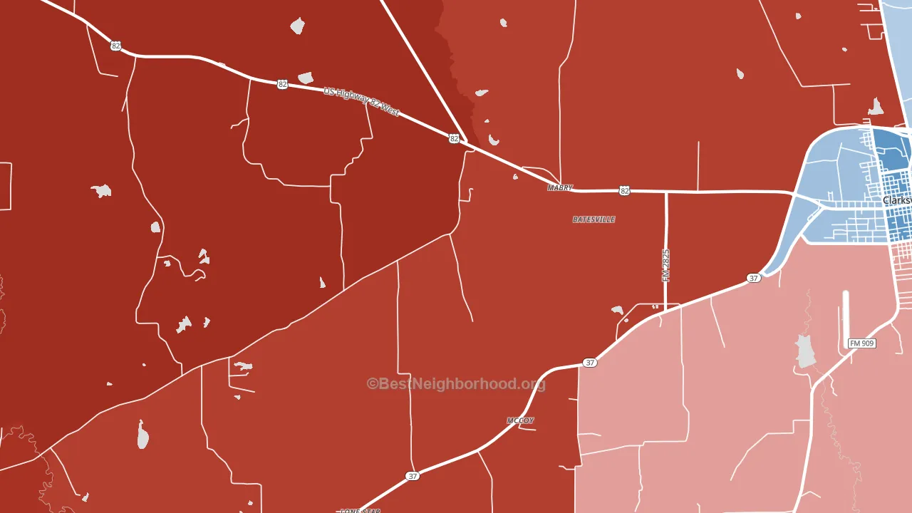 Mabry, TX block-group political-lean map