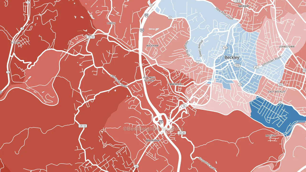 Mabscott, WV block-group political-lean map