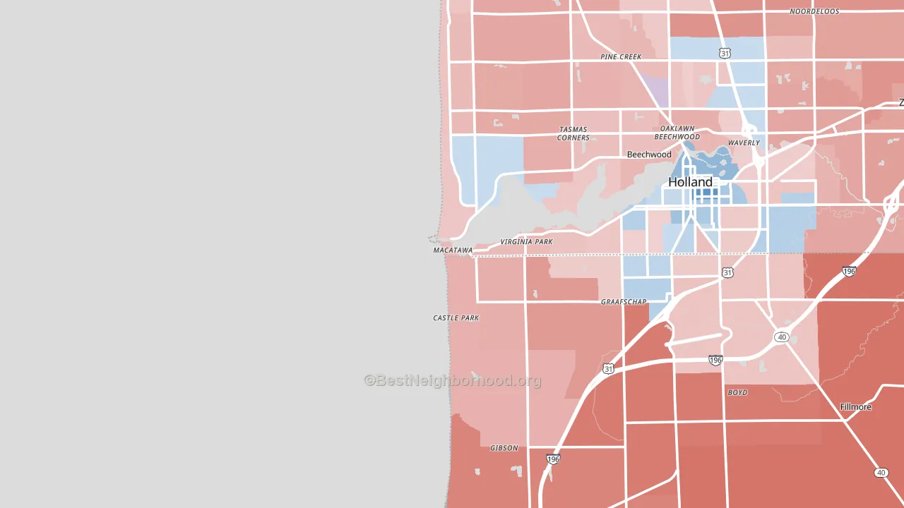 Macatawa, MI block-group political-lean map
