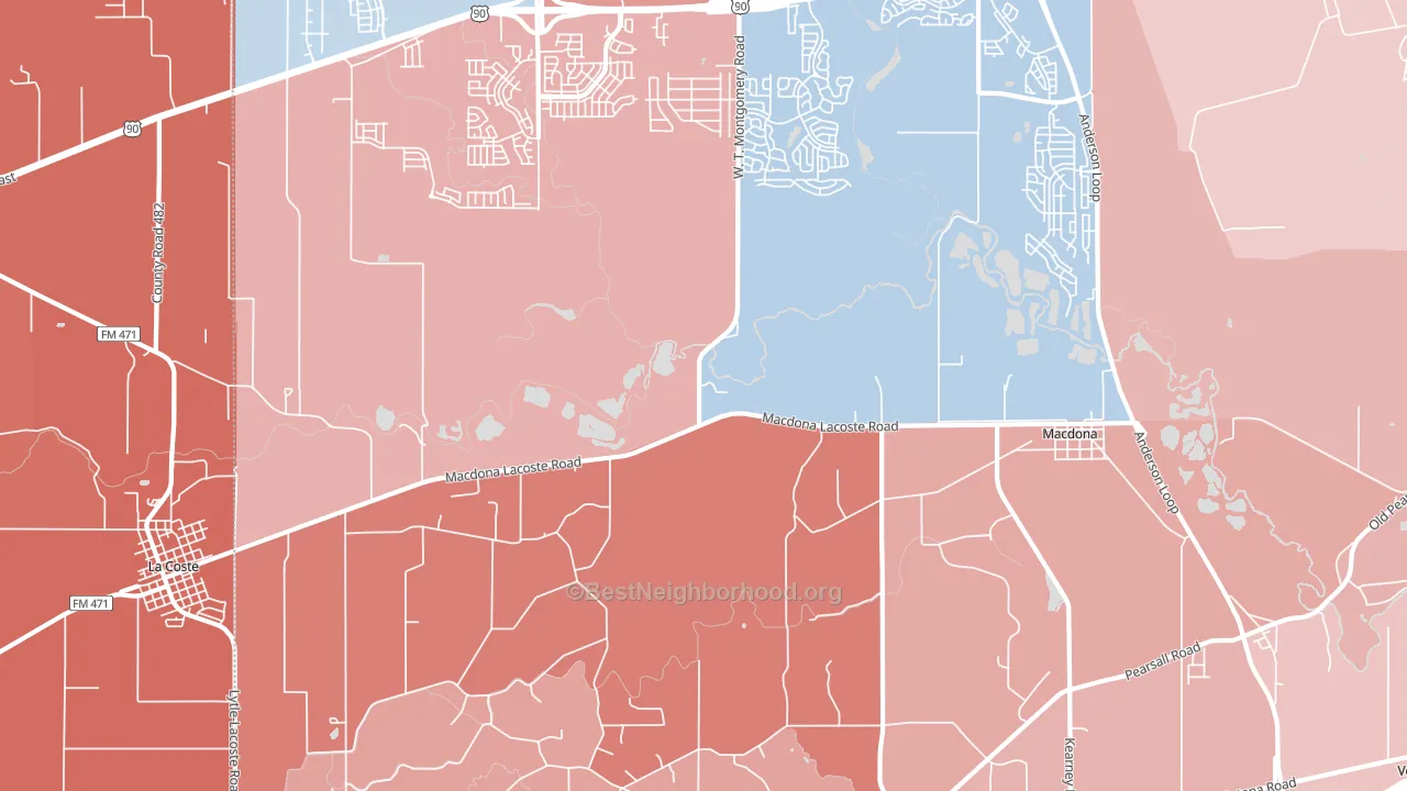 Macdona, TX block-group political-lean map