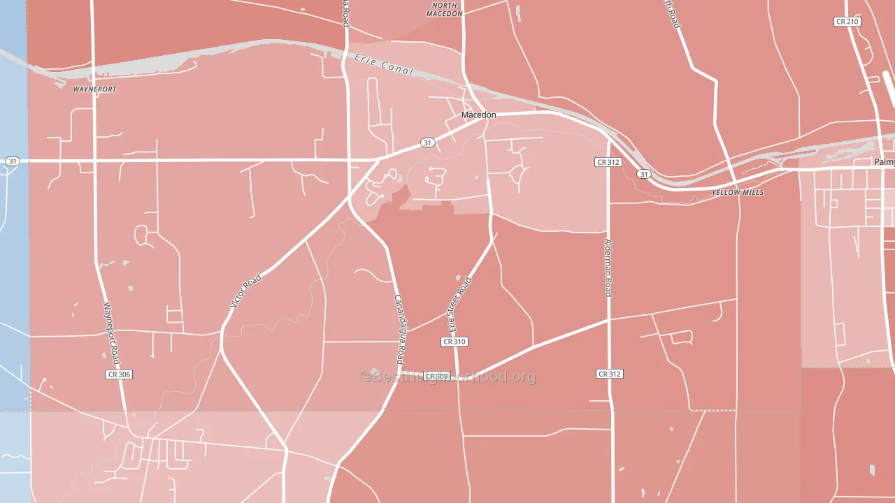 Macedon Center, NY block-group political-lean map