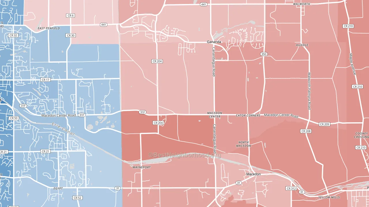 Macedon, NY block-group political-lean map