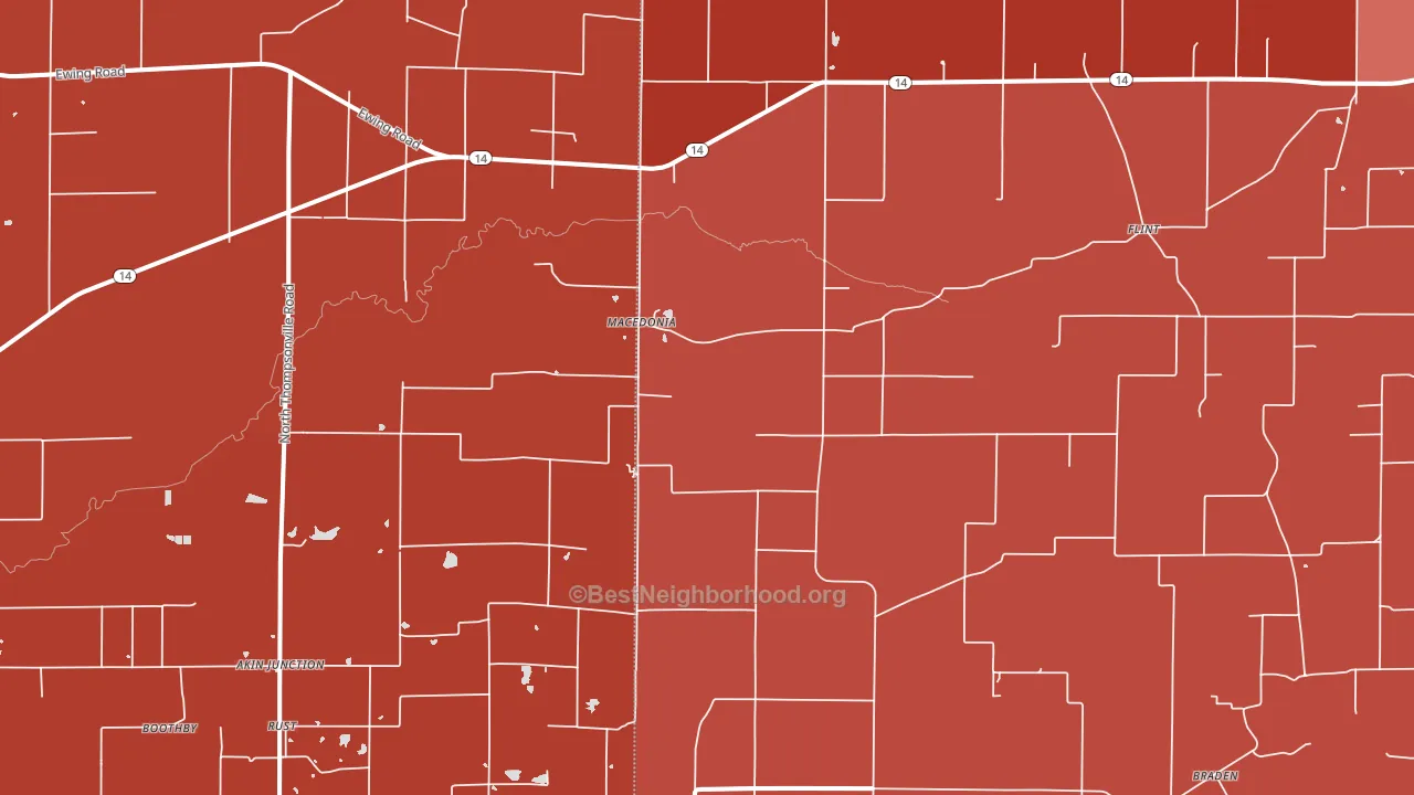 Macedonia, IL block-group political-lean map