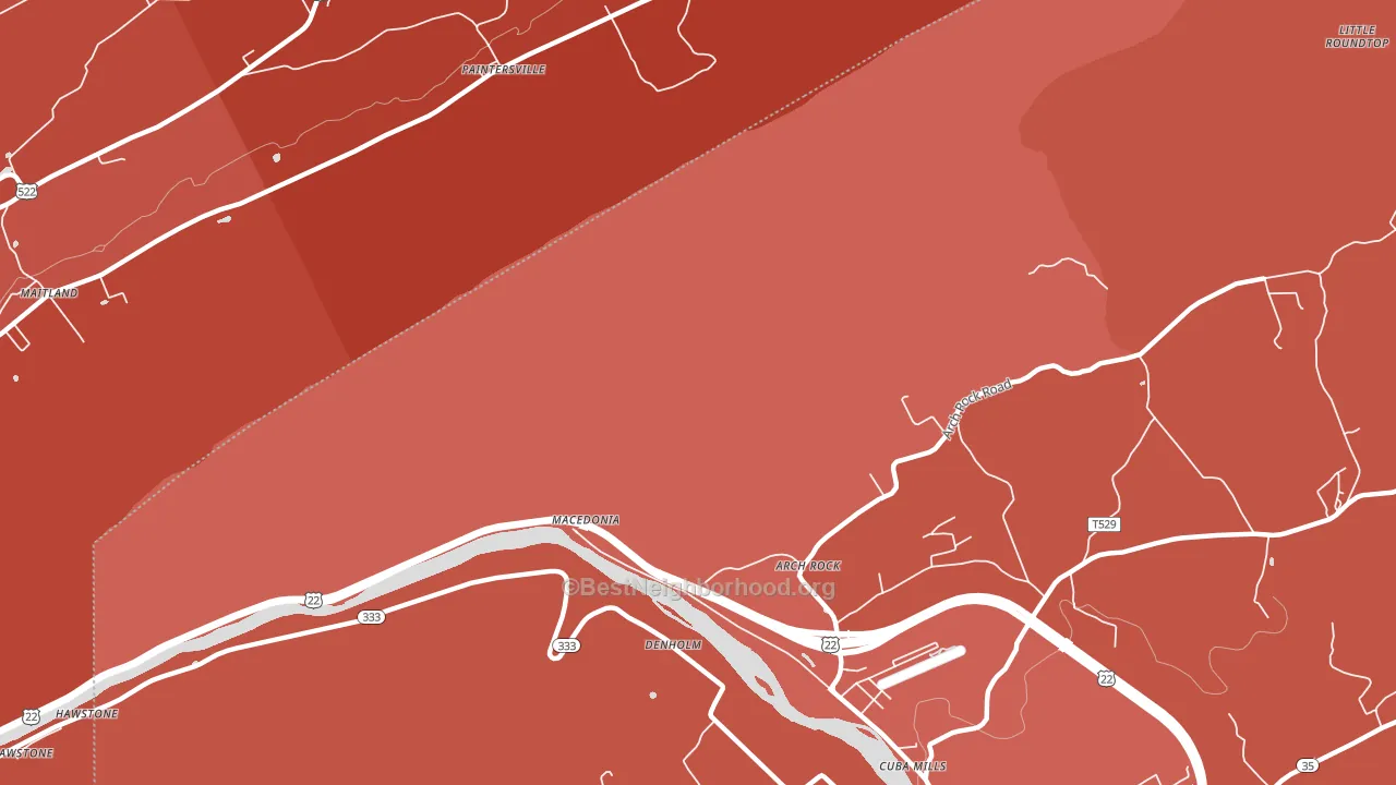 Macedonia, PA block-group political-lean map