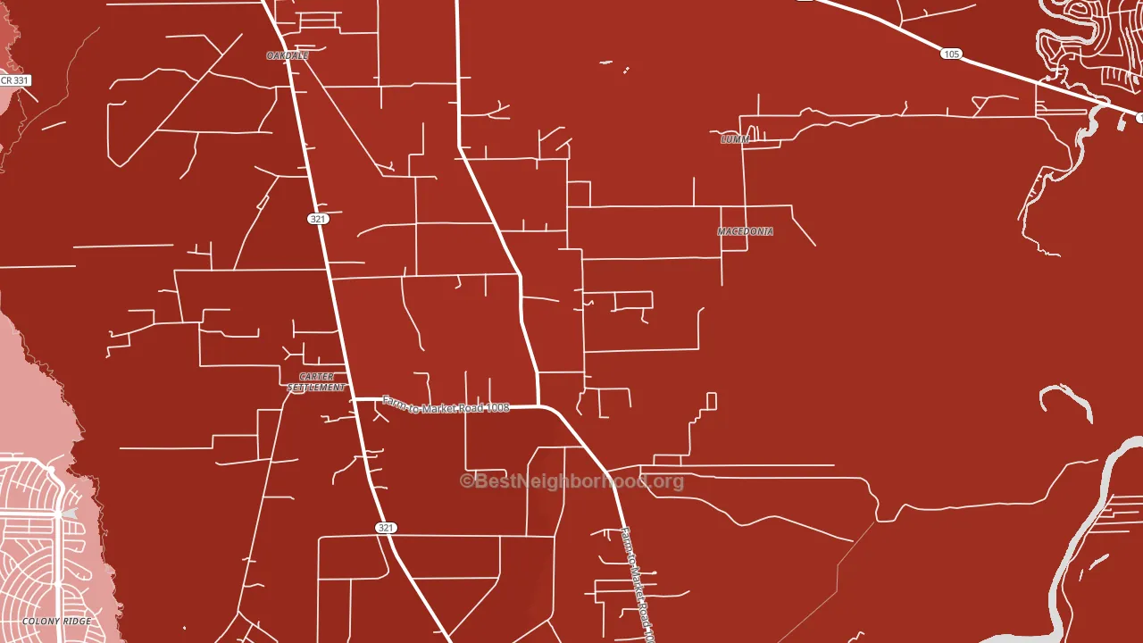 Macedonia, TX block-group political-lean map