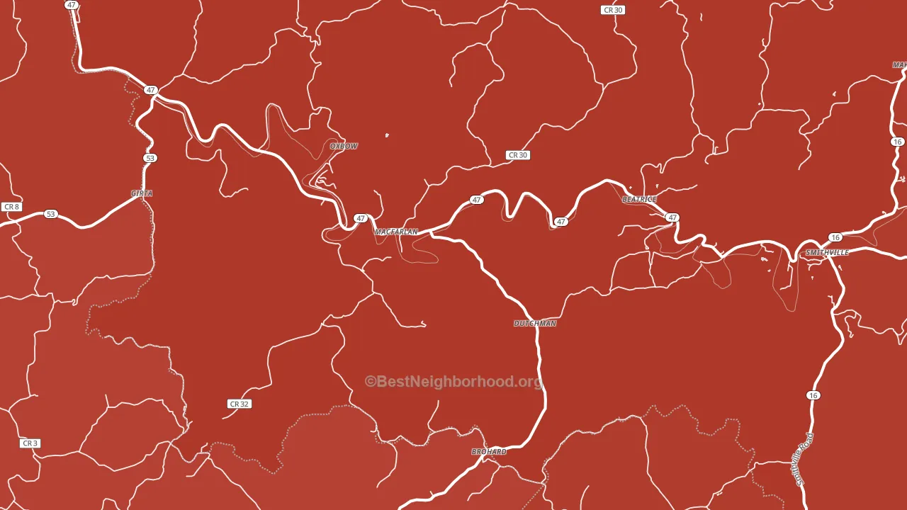 Macfarlan, WV block-group political-lean map