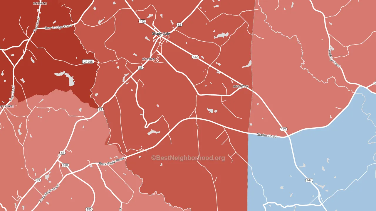Machen, GA block-group political-lean map