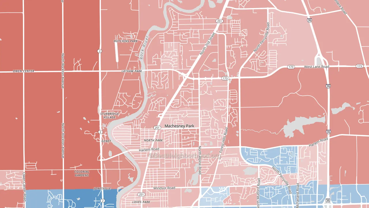 Machesney Park, IL block-group political-lean map