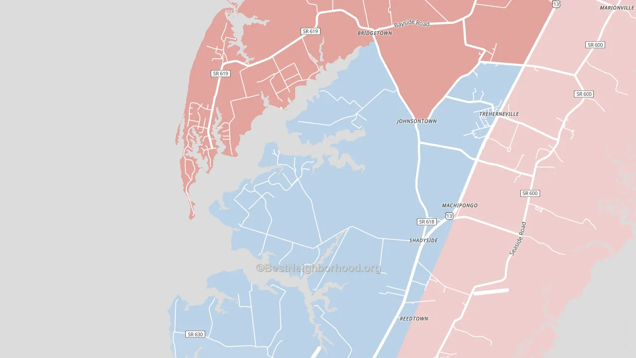 Machipongo, VA block-group political-lean map
