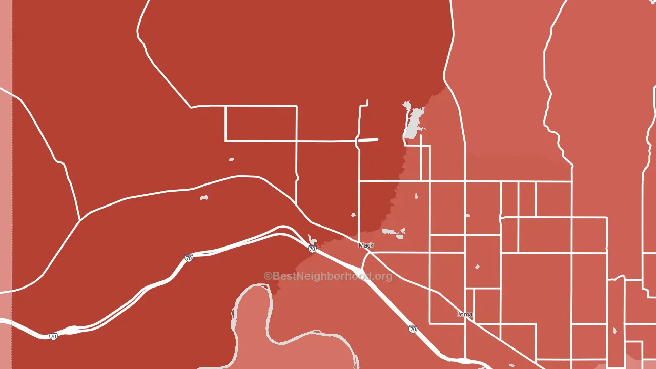 Mack, CO block-group political-lean map