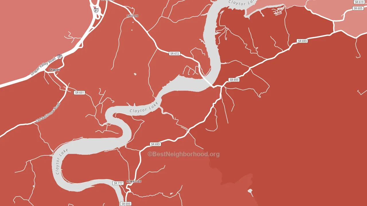 Mack Creek Village, VA block-group political-lean map
