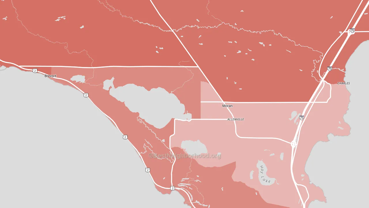 Mackinac County, MI block-group political-lean map