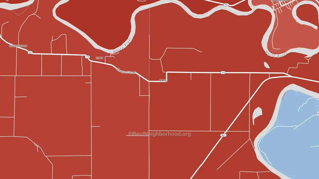 Macks, AR block-group political-lean map